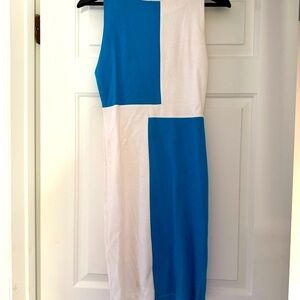 Colorblock Sleeveless Dress - Blue and White